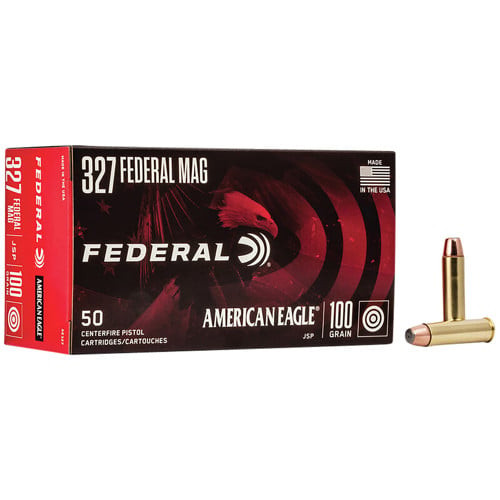 FEDERAL AMMO American Eagle 327 Federal Magnum 100gr Soft Point Brass Ammunition | 50 Rounds for sale at KYGUNCO.