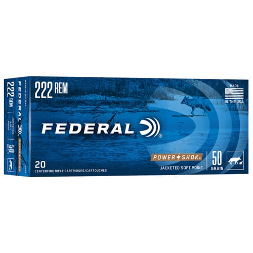 FEDERAL AMMO 222 Rem 50Gr SP Power-Shok 20rd for sale at KYGUNCO.
