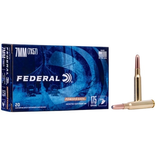 FEDERAL AMMO Power-Shok 7mm Mauser 175gr Jacketed Soft Point Ammunition | 20 Rounds for sale at KYGUNCO.