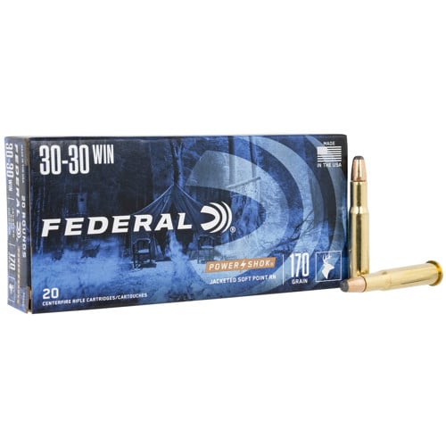 FEDERAL AMMO Power-Shok 30-30 WIN 170gr Jacketed Soft Point Brass Rifle Ammunition | 20 Rounds for sale at KYGUNCO.