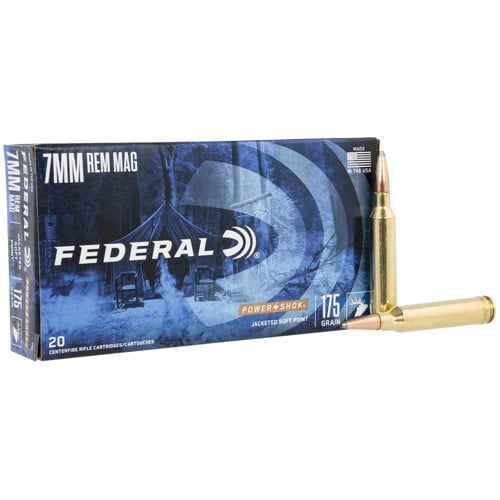 FEDERAL AMMO Power-Shok 7mm Rem Mag 175gr Soft Point Ammunition | 20 Rounds for sale at KYGUNCO.