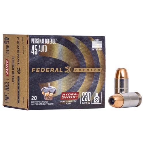 FEDERAL AMMO Hydra-Shok 45ACP 230gr Jacketed Hollow Point Ammunition | 20 Rounds for sale at KYGUNCO.