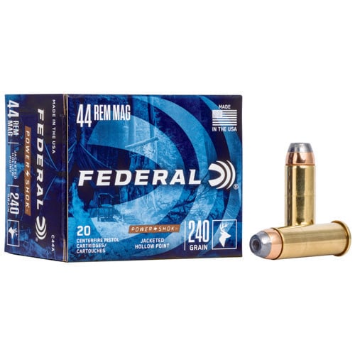 FEDERAL AMMO Power-Sjpl 44 Rem Mag 240gr Jacketed Hollow Point Ammunition | 20 Rounds for sale at KYGUNCO.