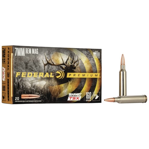 FEDERAL AMMO Premium 7mm Rem Mag 160 gr Barnes TSX Ammunition | 20 Rounds for sale at KYGUNCO.