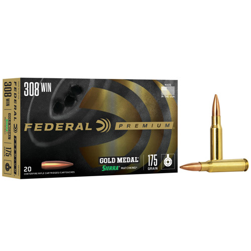 FEDERAL AMMO Gold Medal 308 Win 175gr Sierra Matchking Brass Rifle Ammunition | 20 Rounds