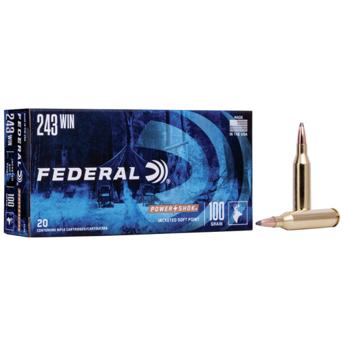 FEDERAL AMMO Power-Shok 243 WIN 100gr Soft Point Rifle Ammunition | 20 Rounds for sale at KYGUNCO.
