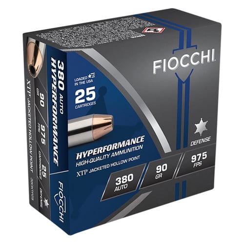 FIOCCHI Hyperformance 380 ACP 90 gr Hornady XTP Hollow Point Ammunition | 25 Rounds for sale at KYGUNCO.