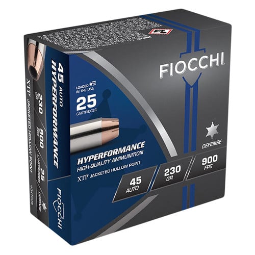 FIOCCHI Hyperformance 45 ACP 230 gr Hornady XTP Hollow Point Ammunition | 25 Rounds for sale at KYGUNCO.