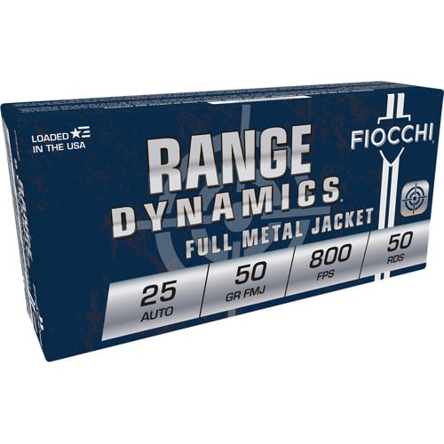 FIOCCHI Range Dynamics 25 ACP 50gr Full Metal Jacket Ammunition | 50 Rounds for sale at KYGUNCO.