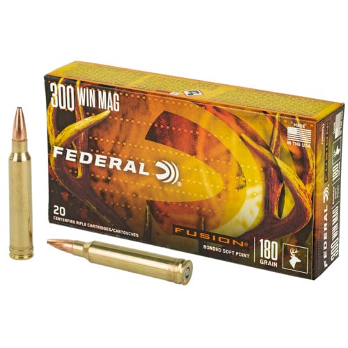 FEDERAL AMMO Fusion 300 Win Mag 180gr Boat Tail Brass Rifle Ammunition | 20 Rounds for sale at KYGUNCO.
