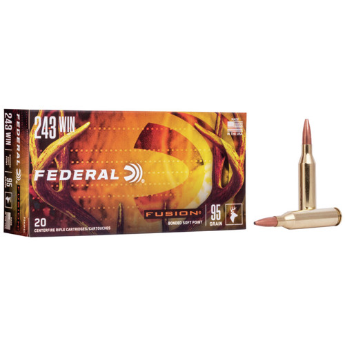 FEDERAL AMMO Fusion 243 Win 95gr Soft Point Ammunition | 20 Rounds for sale at KYGUNCO.