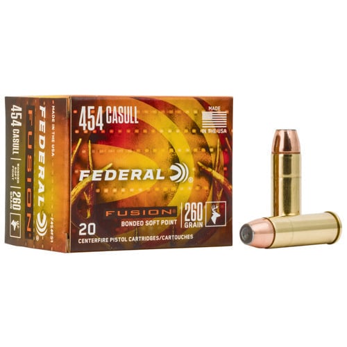 FUSION AMMO 454 Casull 260Gr Bonded Soft Point 20rd for sale at KYGUNCO.