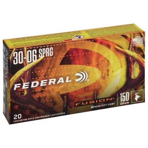 FEDERAL AMMO Fusion 30-06 Springfield 150gr Soft Point Brass Rifle Ammunition | 20 Rounds for sale at KYGUNCO.
