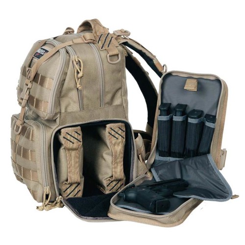 GPS Tactical Range Backpack holds 3 Handguns Tan for sale at KYGUNCO.
