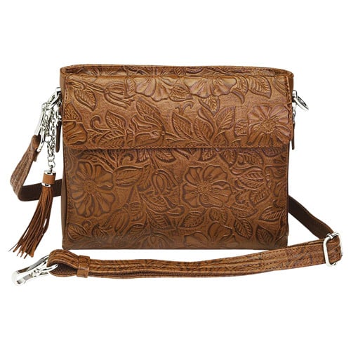 GUN TOTE'N MAMAS Tooled American Cowhide Tan 10.25" for sale at KYGUNCO.