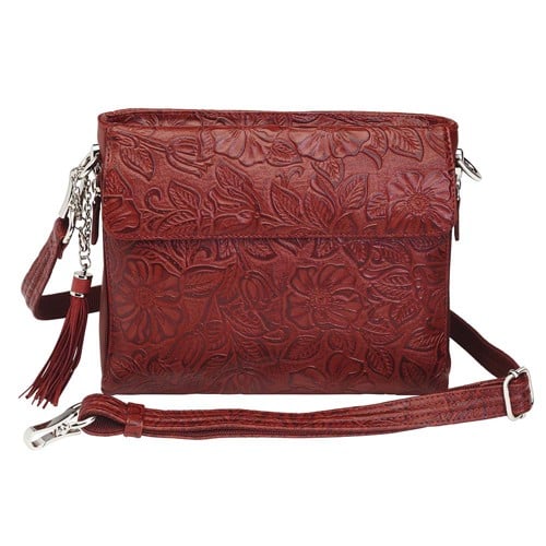 GUN TOTE'N MAMAS Tooled American Cowhide Cherry 10.25" for sale at KYGUNCO.