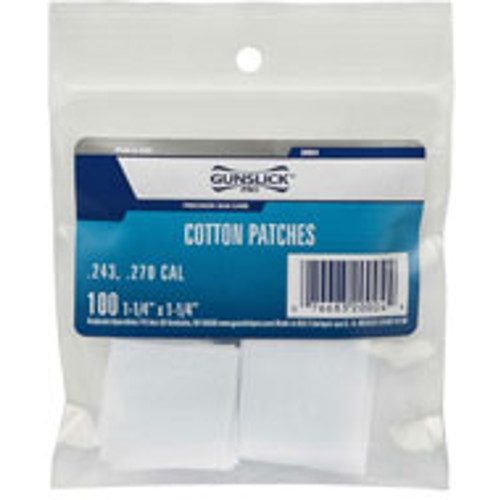 GUNSLICK 243-270Cal-1.25IN SQ-100EA Cotton for sale at KYGUNCO.