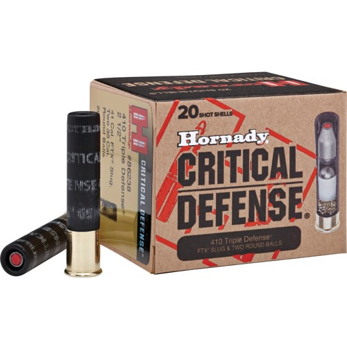 HORNADY Critical Defense 410 Gauge 2.5" Triple Defense Shotgun Ammunition | 20 Rounds