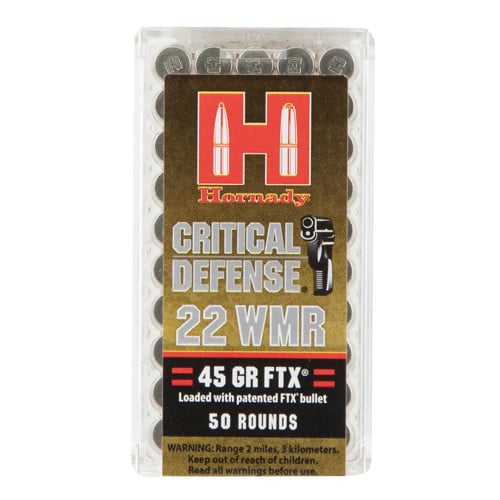 HORNADY CRITICAL DEFENSE 22 WMR 45Gr FTX Ammunition | 50 Rounds for sale at KYGUNCO.