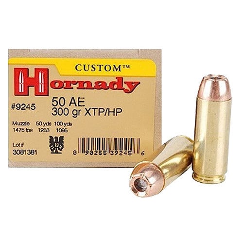 HORNADY Custom 50 AE 300gr XTP Hollow Point Ammunition | 20 Rounds for sale at KYGUNCO.