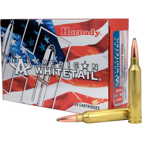 HORNADY American Whitetail 7mm Rem Mag 139 gr InterLock Spire Point Ammunition | 20 Rounds for sale at KYGUNCO.