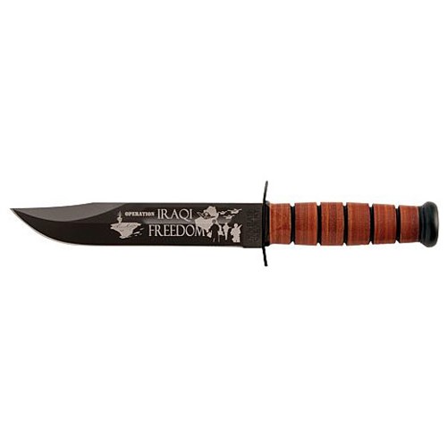 KA-BAR Operation Iraqi Freedom USMC Engrvd Brwn Lthr Shth for sale at KYGUNCO.