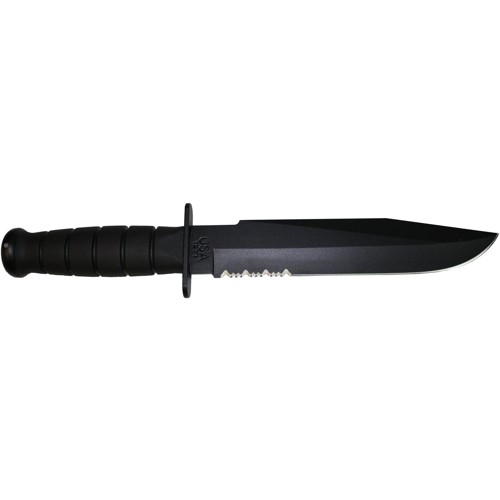KA-BAR Fighter-Black Leather/Cordura Sheath Serr Edge for sale at KYGUNCO.