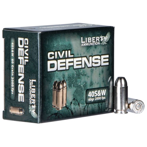 LIBERTY AMMUNITION Civil Defense 40 S&W 60gr Hollow Point Ammunition | 20 Rounds for sale at KYGUNCO.