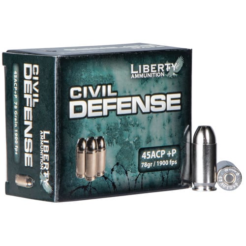 LIBERTY AMMUNITION Civil Defense 45 ACP +P Hollow Point Ammunition | 20 Rounds for sale at KYGUNCO.