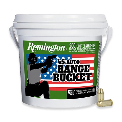 REMINGTON Range Bucket 45 ACP 230gr FMJ Brass Ammunition | 200 Rounds for sale at KYGUNCO.