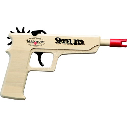 MAGNUM ENTERPRISES 9mm 10.5" Wooden Rubber band Gun Pistol - Green Ammo for sale at KYGUNCO.