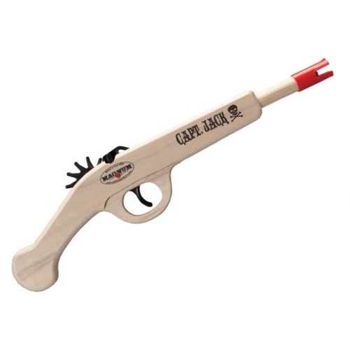 MAGNUM ENTERPRISES Captain Jack Pirate Pistol 15" 12 Shot Wooden Rubber Band Gun - Red Ammo for sale at KYGUNCO.