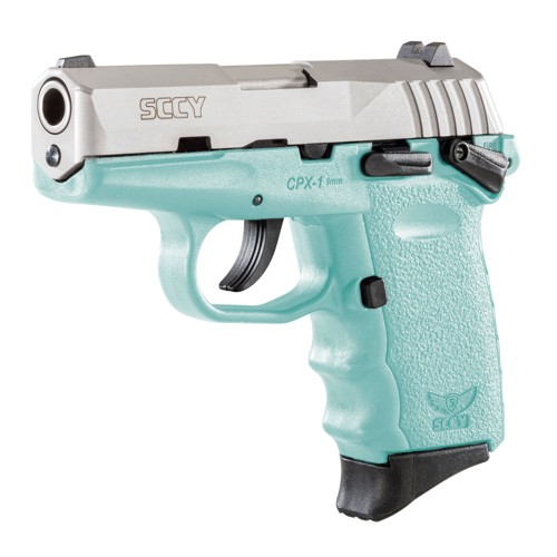 SCCY CPX-1 TTSB 9mm 3.1" 10+1 Pistol - Stainless Steel / Angel Blue for sale at KYGUNCO.