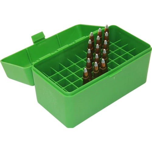 MTM Cae Gard 50 Round Ammo Box for 300 WSM, 45-70, 7MM Rem | Green for sale at KYGUNCO.
