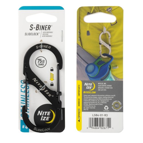 NITE IZE S-BINER SLIDE LOCK #4 BLACK SS for sale at KYGUNCO.