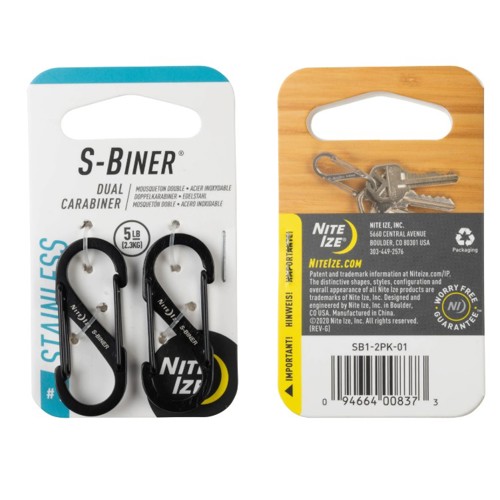 NITE IZE S-BINER # 1 2PK BLACK for sale at KYGUNCO.