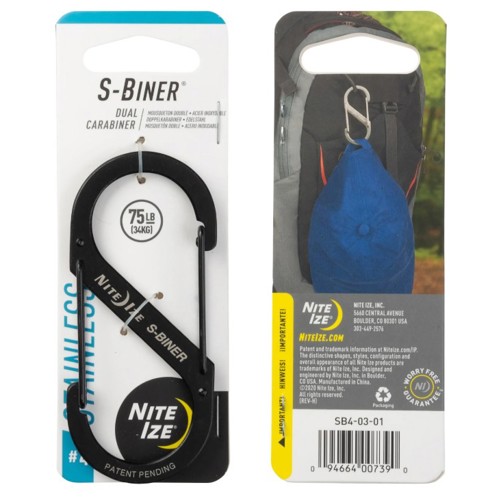 NITE IZE S-BINER #4 BLACK SS for sale at KYGUNCO.