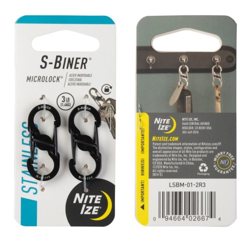 NITE IZE S-BINER MICRO LOCK 2PK BLACK S for sale at KYGUNCO.