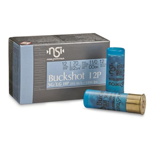 NOBEL AMMO 12Ga 2 3/4" 00 Buckshot 12 Pellets 10rd for sale at KYGUNCO.