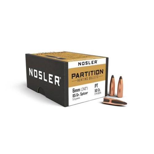 NOSLER Reloading Bullets SP Partition 6mm 85 Grain 50rd for sale at KYGUNCO.