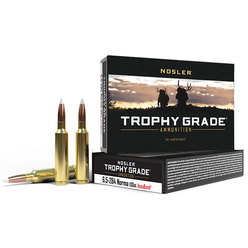 NOSLER Trophy Grade 6.5x284 Norma 130gr AccuBond Brass Rifle Ammunition | 20 Rounds for sale at KYGUNCO.