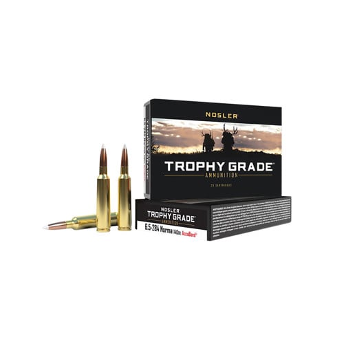 NOSLER Trophy Grade 6.5x284 Norma 140gr AccuBond Brass Rifle Ammunition | 20 Rounds for sale at KYGUNCO.
