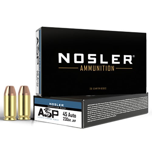 NOSLER Assured Stopping Power 45 ACP 230gr Jacketed Hollow Point Ammunition | 50 Rounds for sale at KYGUNCO.