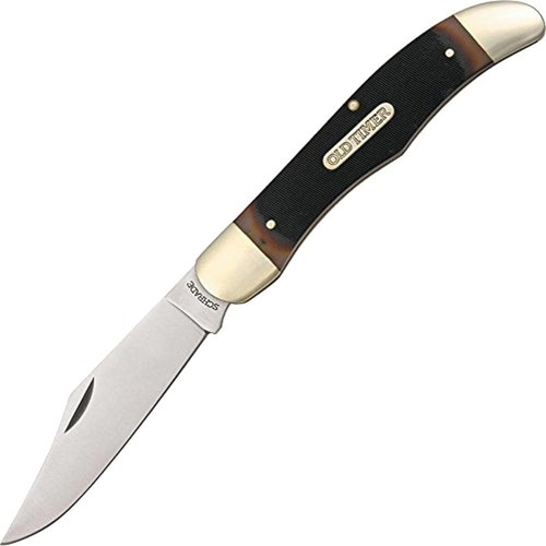 OLD TIMER Mustang Folding Knife 4" Clip Point Blade | Sawcut Handles w/ Sheath for sale at KYGUNCO.