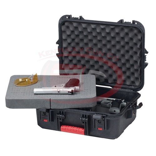 PLANO AW Large Pistol/Accessories Case Black/Ylw latches for sale at KYGUNCO.