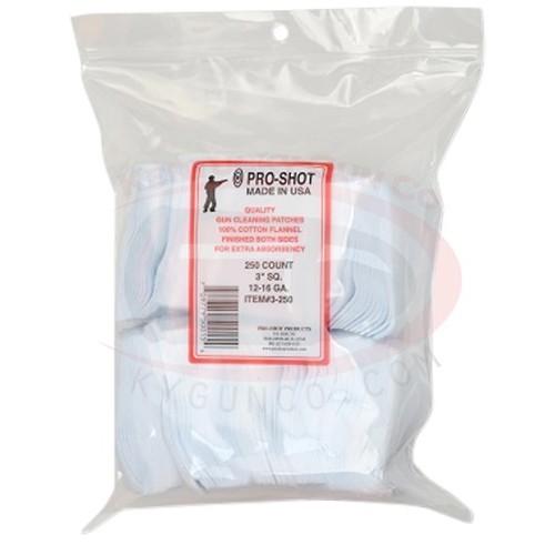 PRO-SHOT 12-16 Gauge 3" SQ. 250ct Patches for sale at KYGUNCO.