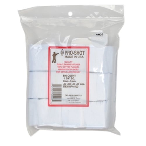 PRO-SHOT 7mm-38 Cal/6mm Benchrest 1 3/4" SQ500ct Patches for sale at KYGUNCO.