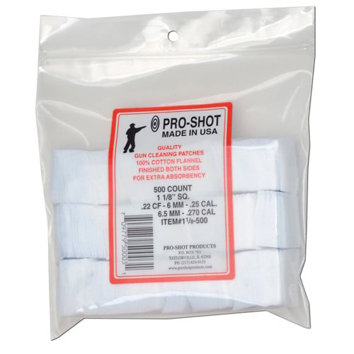 PRO-SHOT 22-270 Caliber 11/8" SQ500ct Patches for sale at KYGUNCO.